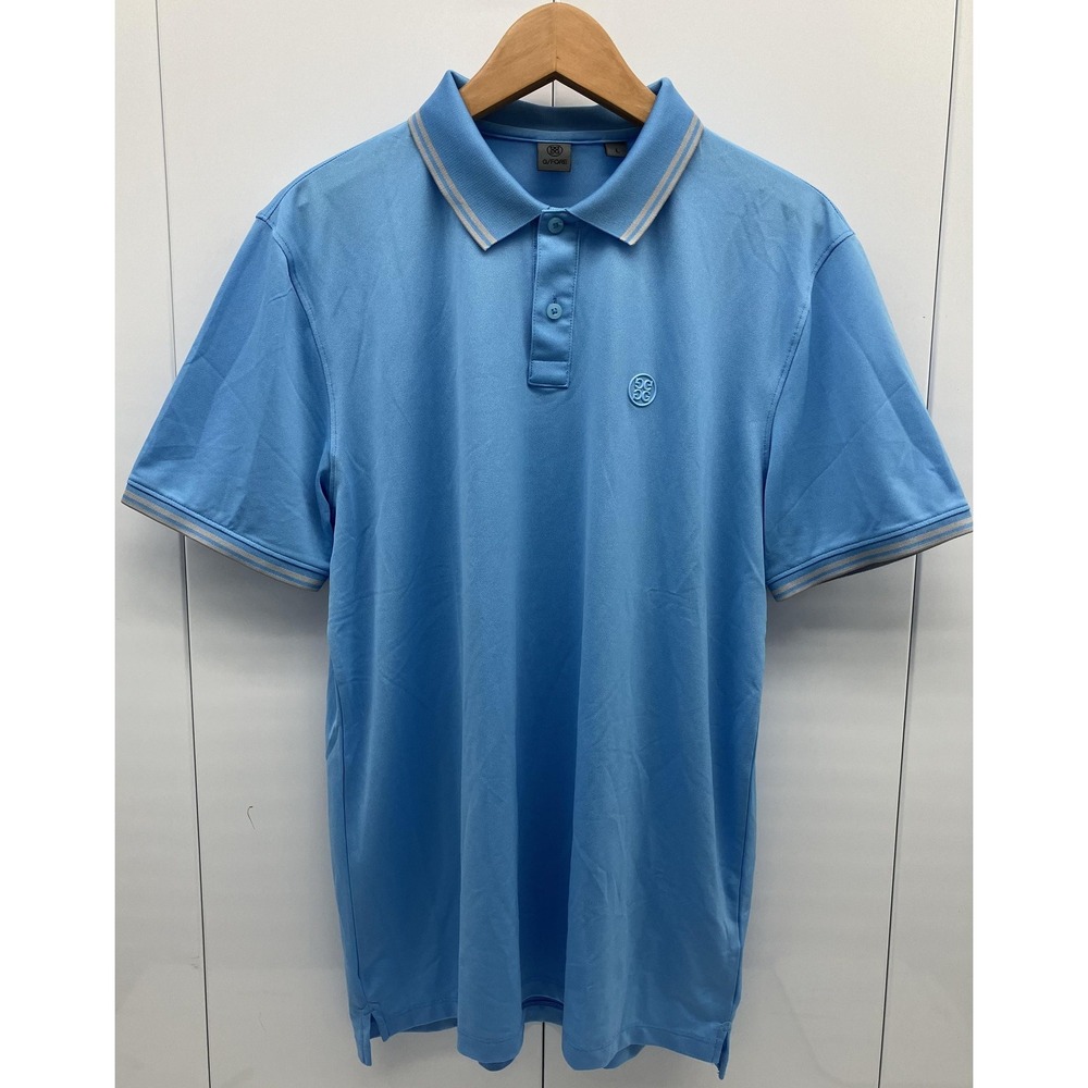 G/FORE Polo Shirt Mens Large Light Blue‎ Golf Performance Stretch Tipped Collar